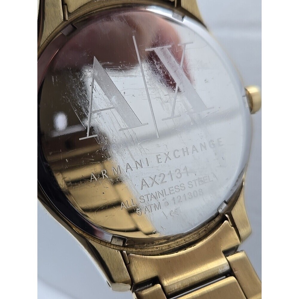 Mens Armani Exchange Hampton AX2132 Date Champagne Gold Plated Watch New Battery - Picture 11 of 11